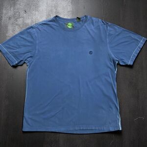 Timberland Crewneck Washed Blue Single Stitch Tree Logo T-Shirt Men's Size L